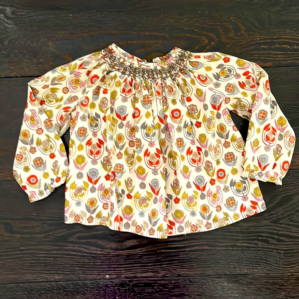 Bonpoint size 2 floral long sleeve top toddler girls